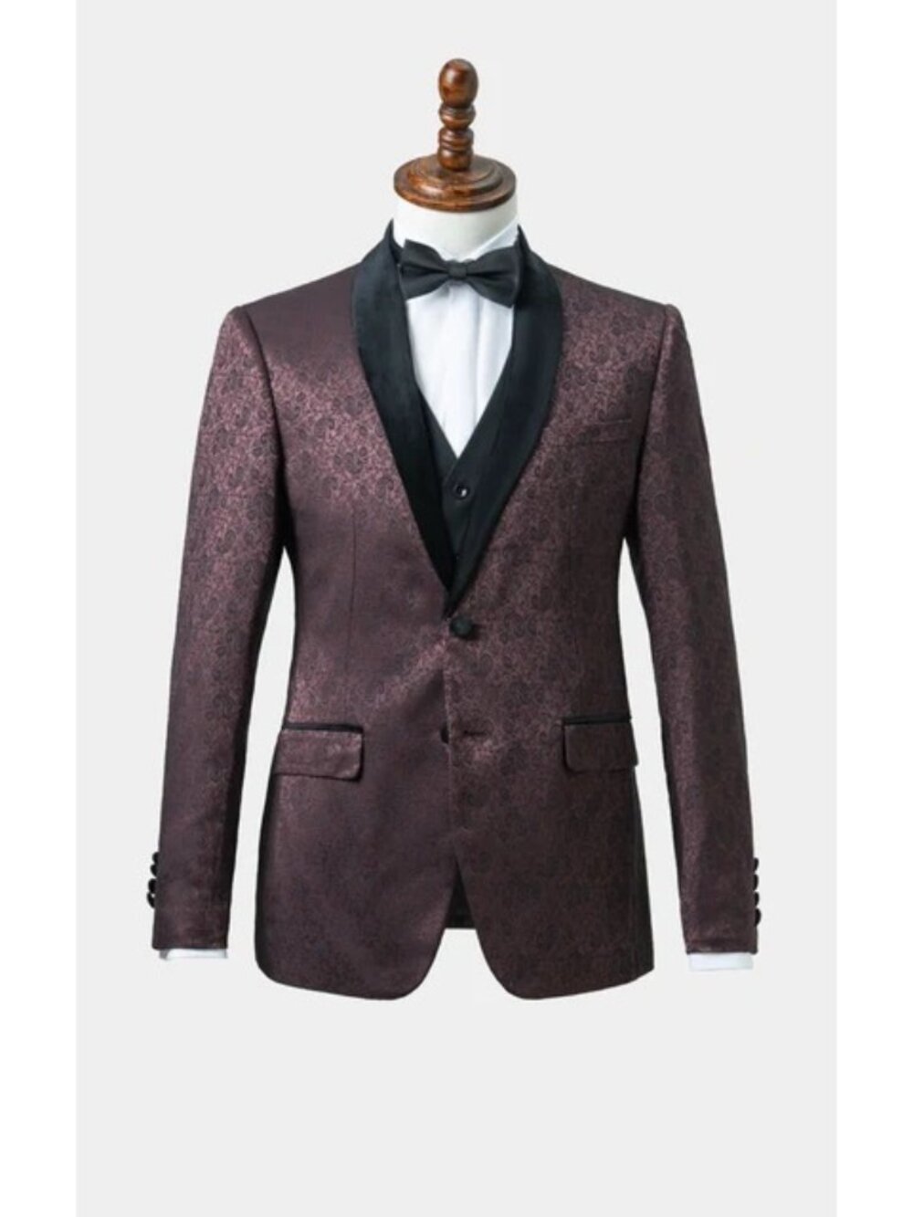 Burton Tuxedo Blazer Jacket Mens Size Large Burgundy Paisley Patterned
